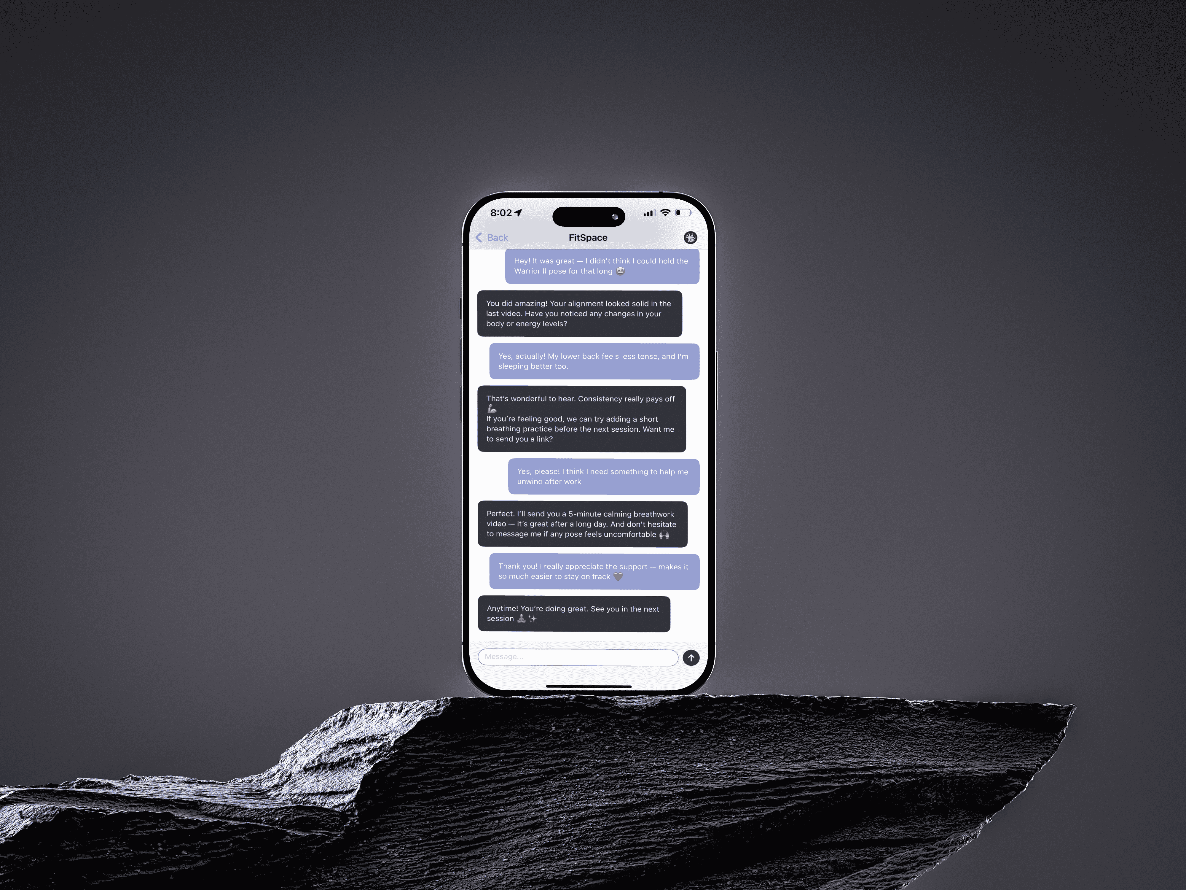 In-app chat with a fitness coach on FitSpace